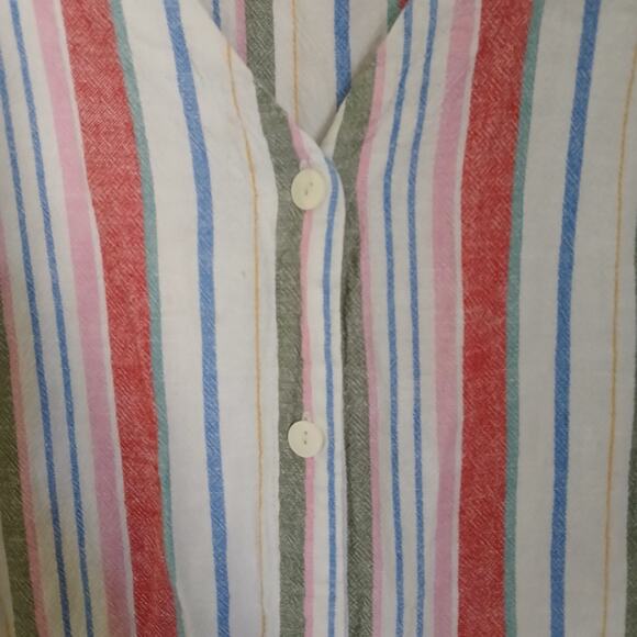 Old Navy Sleeveless Striped Button Up Dress Large Retro Mod Tunic - Picture 4 of 4